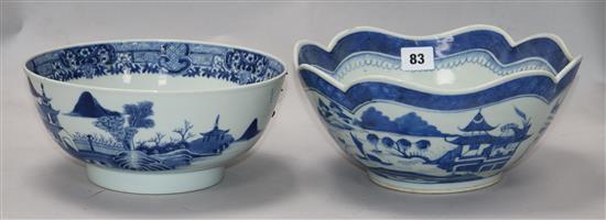 Two Chinese blue and white bowls Diam 24cm